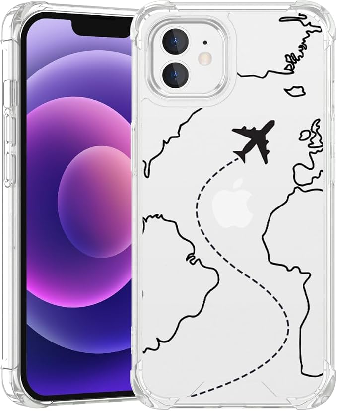 FANXI Minimalist Airplane Travel Map Phone Case Compatible by FANXI