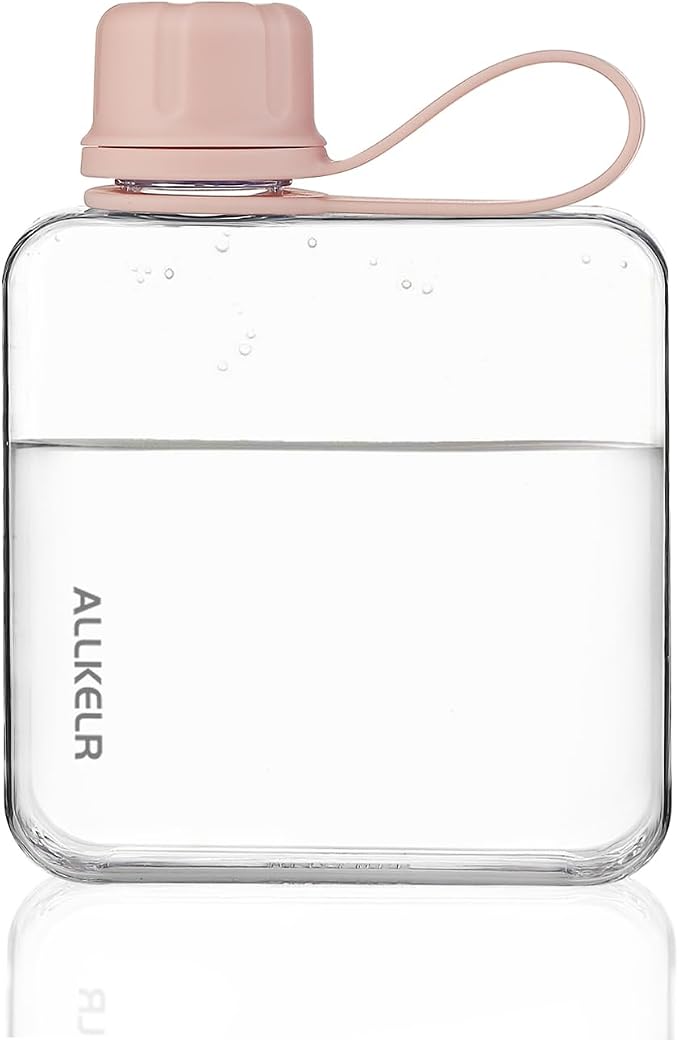 Portable Flat Water Bottle, BPA Free Reusable Tritan Plastic Travel Water by ALLKELR