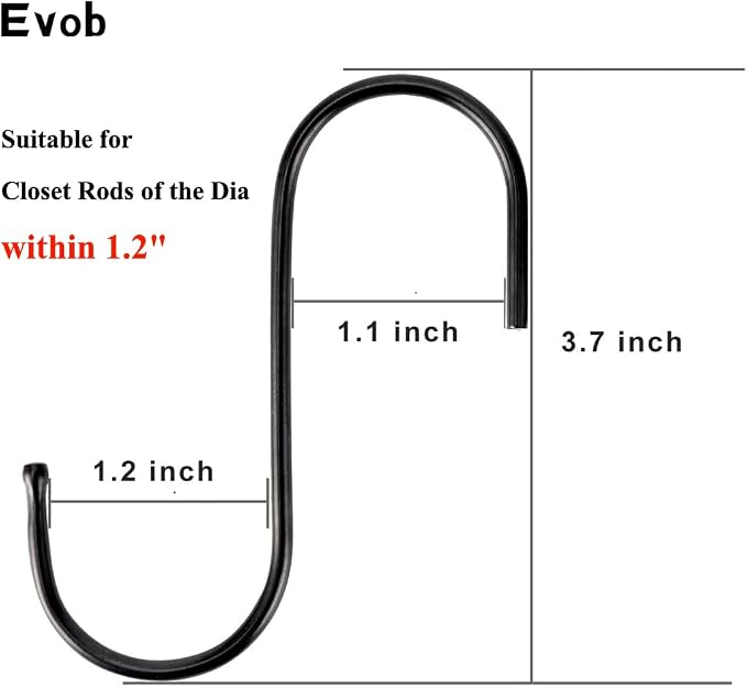 30 Pack Black S Hooks Steel Hanging Hooks Heavy Duty S Hanger Hook Metal - Image 2