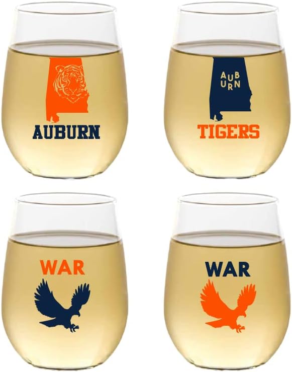 Wine-Oh Set of 4 Shatterproof Designer 16 oz Plastic Wine Glasses MADE in the by Unknown