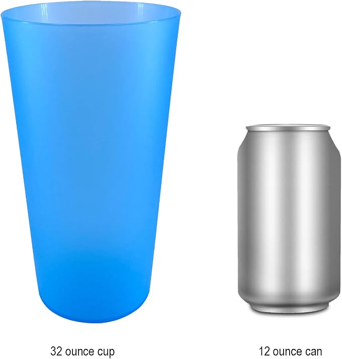 AOYITE Large Plastic Cups Reusable - 32 oz Big Drinking Cups set of 8 - BPA - Image 6
