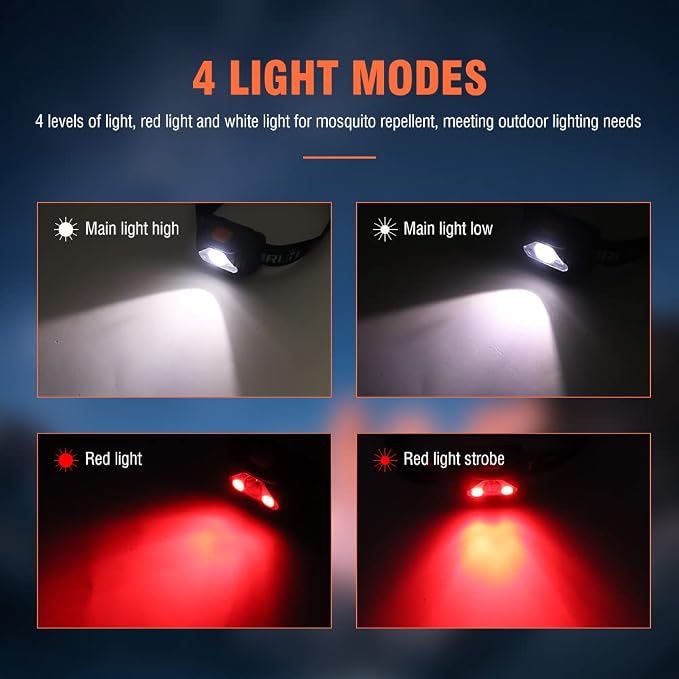 BORUIT LED Headlamp Red White Light Head Lamp AAA Battery Super Bright - Image 2