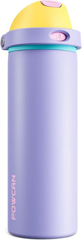 POWCAN 24 oz Insulated Water Bottle: 2-in-1 Push-Button Spout & Quick-Flip Straw by POWCAN