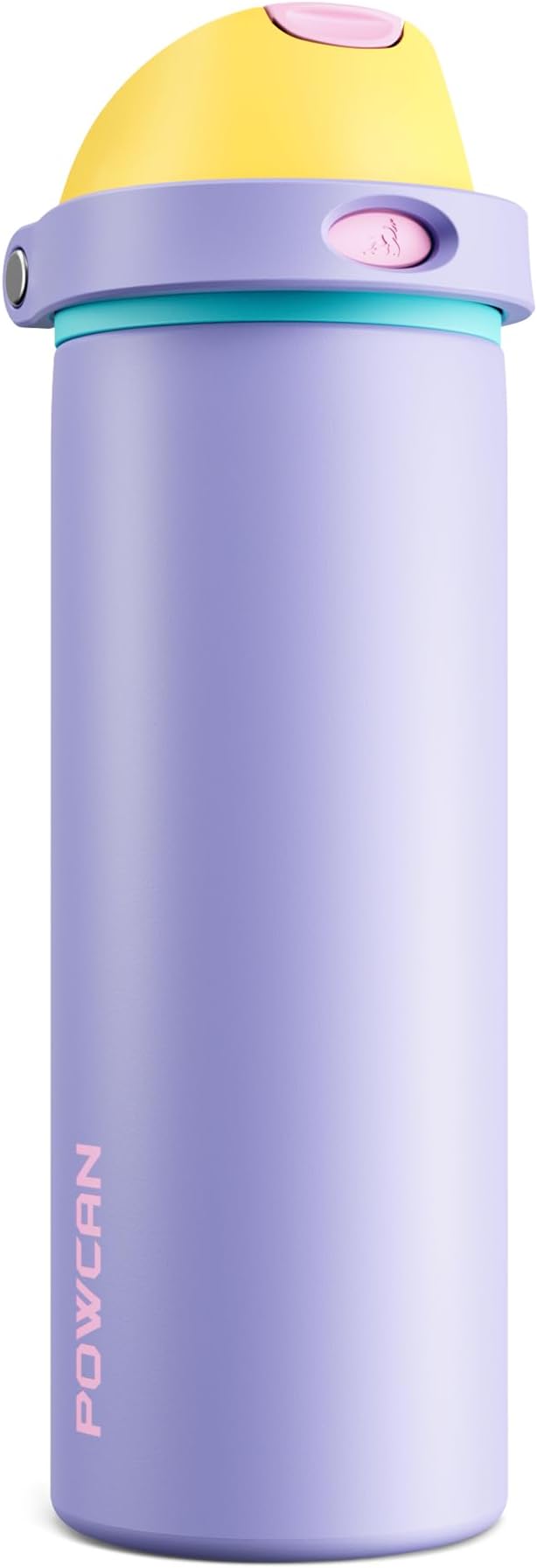 POWCAN 24 oz Insulated Water Bottle: 2-in-1 Push-Button Spout & Quick-Flip Straw by POWCAN
