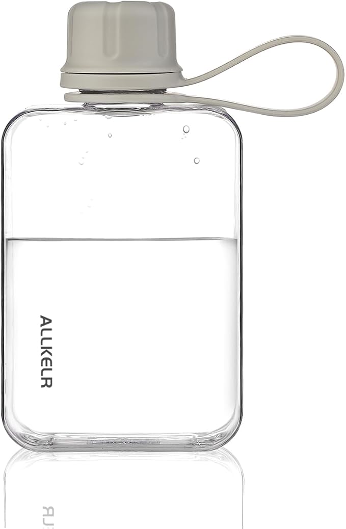 Portable Flat Water Bottle, BPA Free Reusable Tritan Plastic Travel Water by ALLKELR