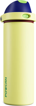 POWCAN 24 oz Insulated Stainless Steel Water Bottle: 2-in-1 Push-Button Spout & by POWCAN