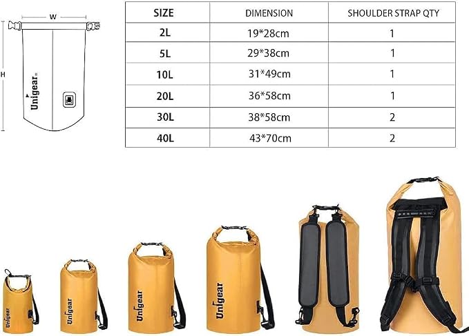 Unigear Dry Bag Waterproof, 2L/5L/10L/20L/30L/40L Floating and Lightweight Bags - Image 3