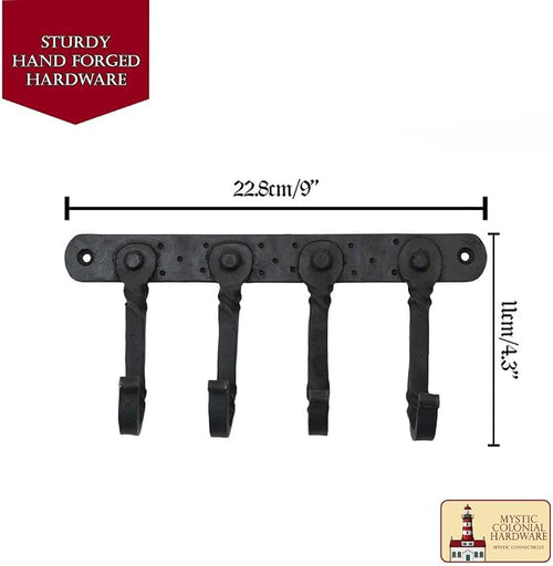 "Mystic Colonial Rustic Cast Iron Wall Mounted Coat Rack - Image 2