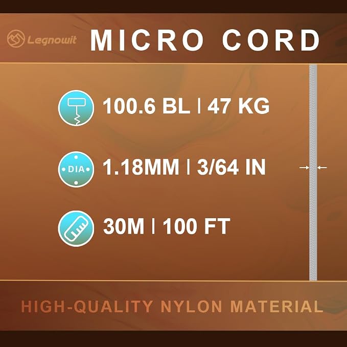 Micro Paracord, 1.18mm x 100ft Thin Mini Utility Braided Small Paracord - Image 2