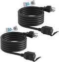 TiFFCOFiO Indoor Outdoor Extension Cord Waterproof, 10 Feet 3 Prong Power Cord by TiFFCOFiO