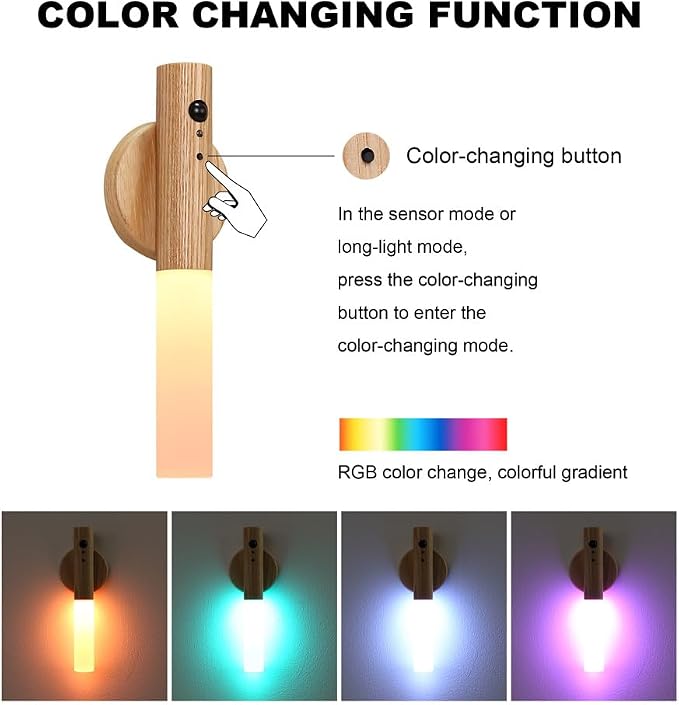 LANDGOO RGB Motion Sensor Night Light, Color Changing Atmosphere Lamp, Battery - Image 3