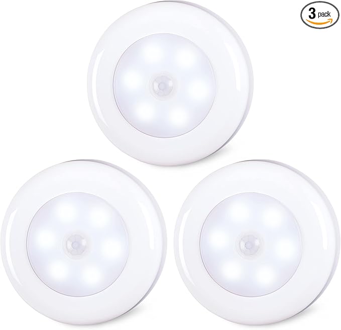 STAR-SPANGLED 3 Pack 2.8” Motion Sensor Lights Indoor AAA Battery Operated by STAR-SPANGLED