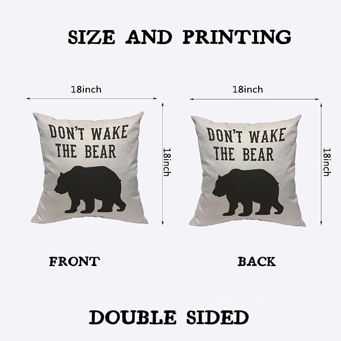 TKS MITLAN Don't Wake The Bear Decorative Pillow Covers Cool Animal Bear Black - Image 2