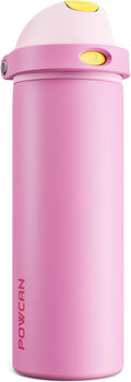 POWCAN 24 oz Steel Water Bottle: 2-in-1 Push-Button Spout & Quick-Flip Straw by POWCAN