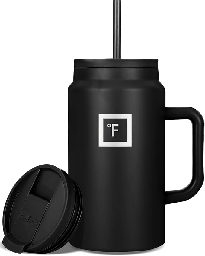 IRON °FLASK Co-Pilot Insulated Mug w/Straw & Flip Cap Lids by IronFlask