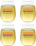 Set of 4 Shatterproof Designer 16 oz Plastic Wine Glasses MADE in the USA by Unknown