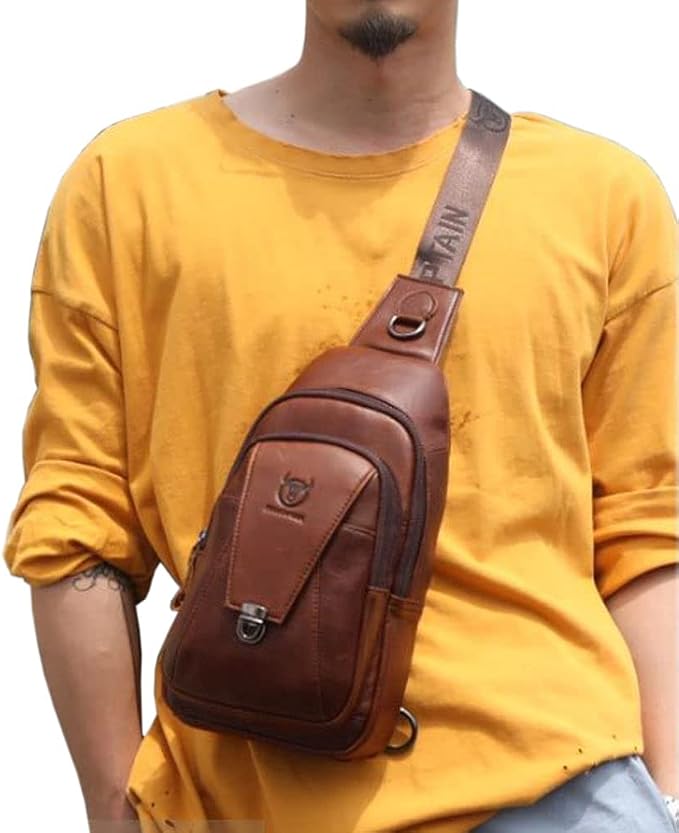 Hebetag Leather Sling Bag Crossbody Backpack - Image 8