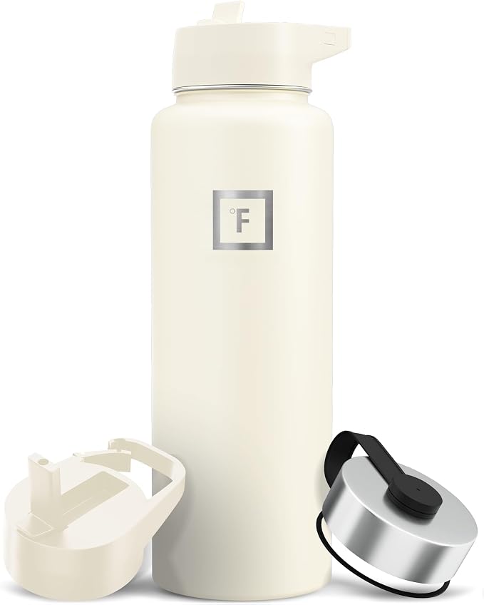 IRON °FLASK Camping & Hiking Hydration Flask - 40 oz Cashmere Cream by IronFlask