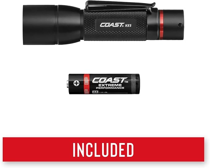 Coast HX5 410 Lumen LED Flashlight, Pure Beam Focusing, Slide Focus, Pocket Clip - Image 9