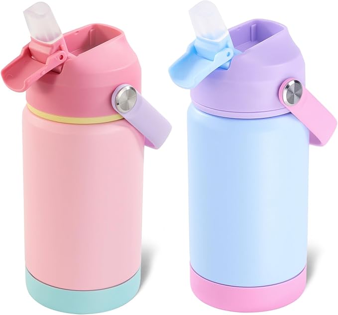 Kerilyn 12oz Kids Water Bottle 2 Pack, Stainless Steel Insulated Water Bottle by Kerilyn