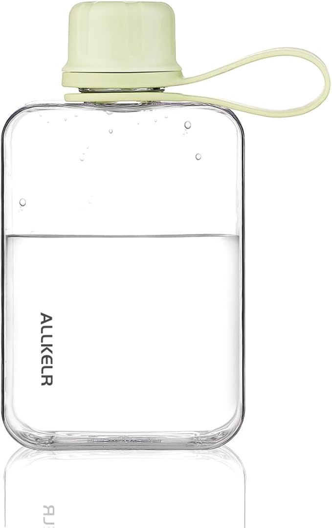 Portable Flat Water Bottle, BPA Free Reusable Tritan Plastic Travel Water by ALLKELR