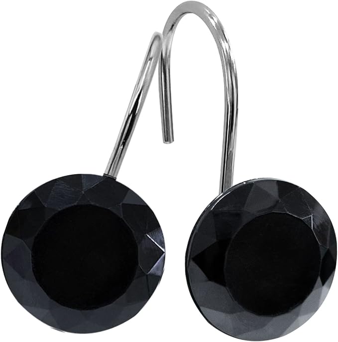 MitoVilla Black Shower Curtain Hooks Rings, Metal Shower Hooks by MitoVilla