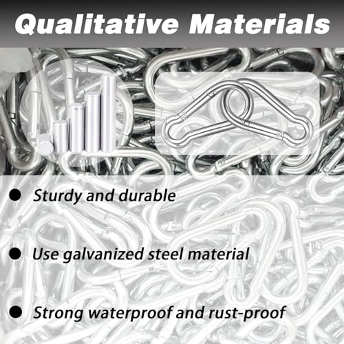 200 PCS 2'' Spring Snap Hook Carabiner, M5 3/16 Inch Galvanized Silver Steel - Image 4