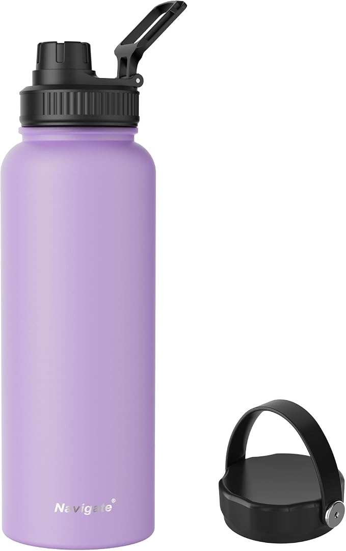 Navigate 40 oz Stainless Steel Insulated Water Bottle, Double Walled Leak Proof by Navigate