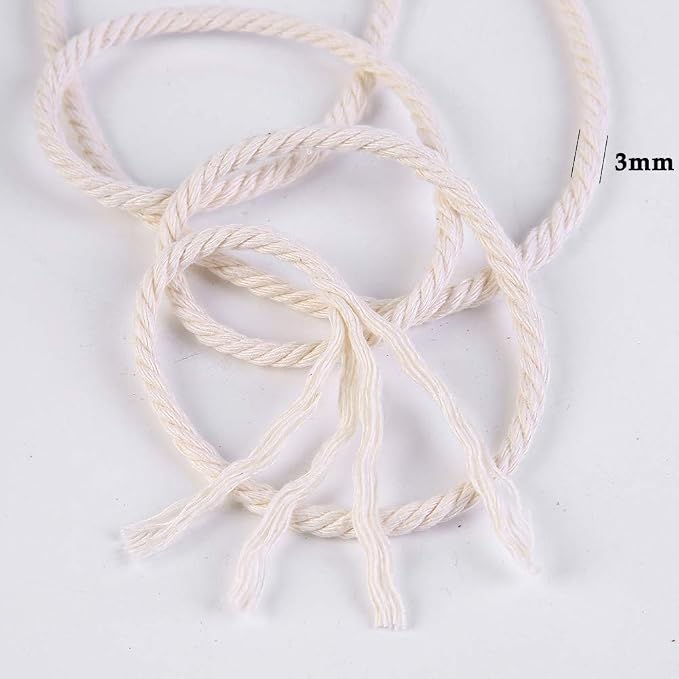 Macrame Cord 3mm x 109Yards 100% Natural Cotton Macrame Rope Cotton Cord - Image 3