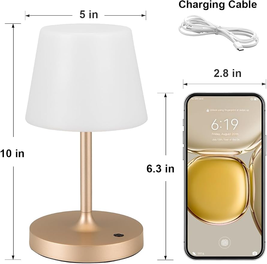 Kakanuo Champagne Gold Shower Lamp Waterproof, Rechargeable Cordless Lamp - Image 6