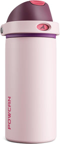 POWCAN 18 oz Stainless Steel Water Bottle: 2-in-1 Push-Button Spout & by POWCAN
