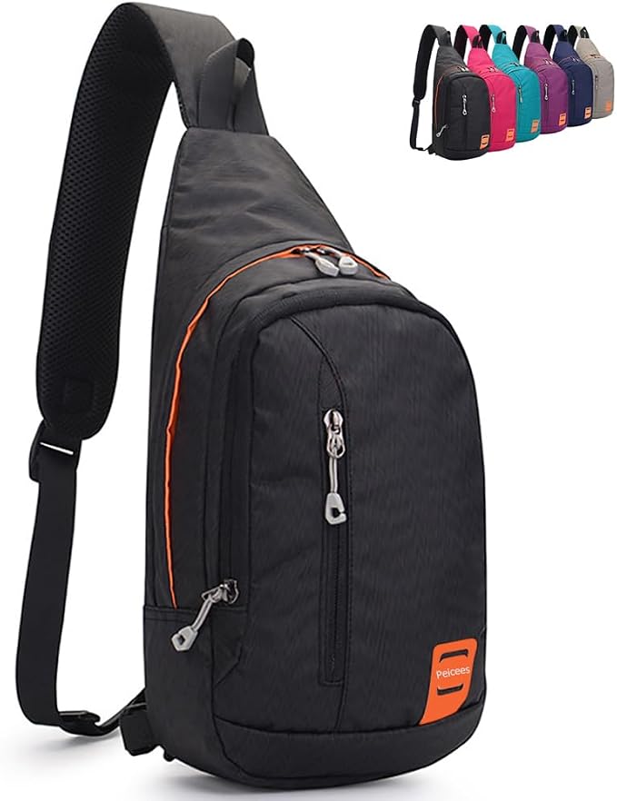Peicees Small Sling Backpack Waterproof Unisex Shoulder Bag Chest Crossbody by Peicees