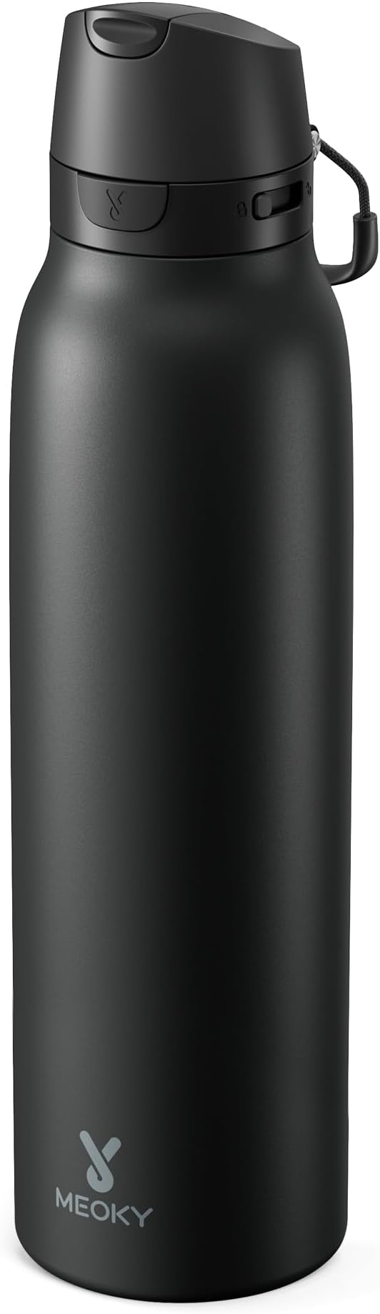 Meoky 24 oz Slim Insulated Water Bottle: Leak Proof Locking Lid, 2-in-1 Straw by MEOKY