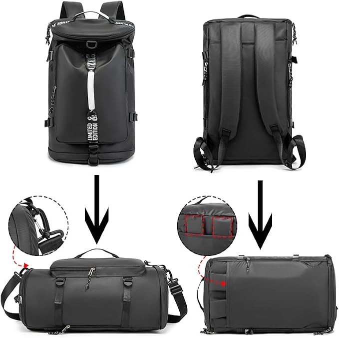 Gym Duffle Bag Waterproof black Laptop Backpack Suitable - Image 2