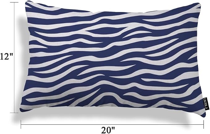 EKOBLA Zebra Stripe 12x20 Pillow Case Distressed Navy Blue White Animal Skin - Image 5