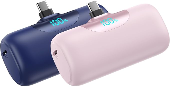 Mini Portable Charger for iPhone 17, 5500mAh LCD Display USB C Power Bank by APHUWJ