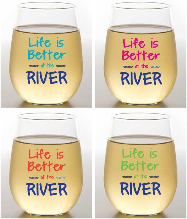 Set of 4 Shatterproof Designer 16 oz Plastic Wine Glasses MADE in the USA by Unknown