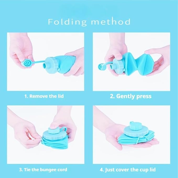 Silicone Folding Travel Cup, 600ml/20oz, Portable Collapsible Drinking Mug - Image 3