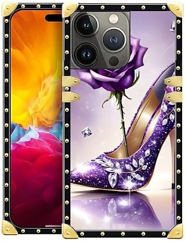 Compatible with iPhone 15 Pro Max Case, High Heeled Purple Diamond Rose Luxury by Unknown