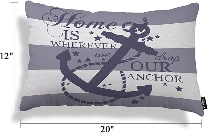 EKOBLA Nautical Pillow Covers Home is Wherever We Drop Our Anchor Waist Lumbar - Image 5