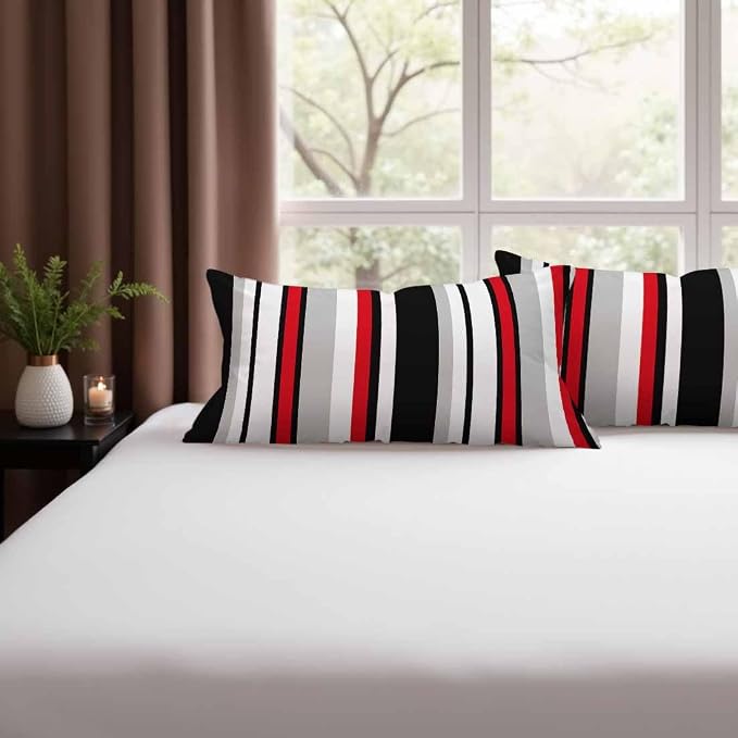 Vertical Lines Striped Pillow Covers 12 X 20 Black White Grey Red Watercolor - Image 9