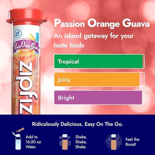 Zipfizz Daily Energy Drink Powder, Passion Orange Guava, 20 Pack | 3-in-1 - Image 5