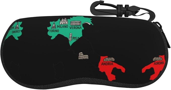 YANGqing Italy Map Cities Marked Print Light Soft Shell Glasses Case Portable & by Unknown