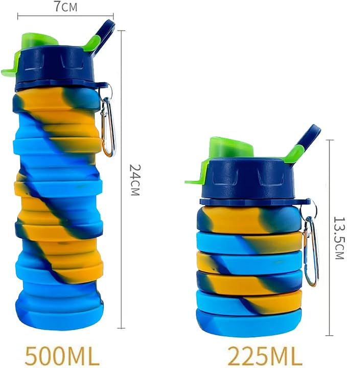 Collapsible Silicone Water Bottles 2 Pack - 500ml Portable Expandable Sport - Image 2