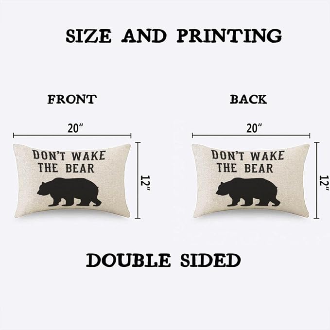 TKS MITLAN Don't Wake The Bear Decorative Pillow Covers Cool Animal Bear Black - Image 4