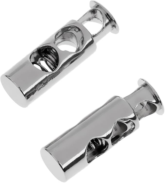 6 Pieces Heavy Duty 2 Hole Metal Cord Lock Clamp Toggle Stop Slider - Image 3