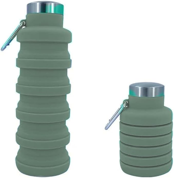 Collapsible Water Bottles 17oz, Odorless BPA-Free Silicone, Leak-Proof Foldable by VadoWorld