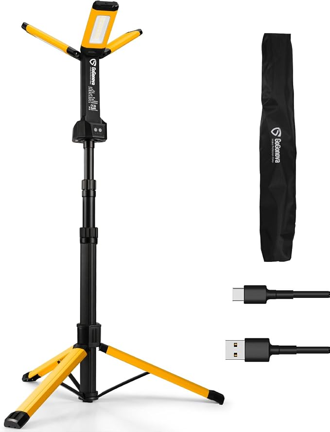 Rechargeable Work Light with Stand, GoGonova Cordless Work Light with Triple by GoGonova