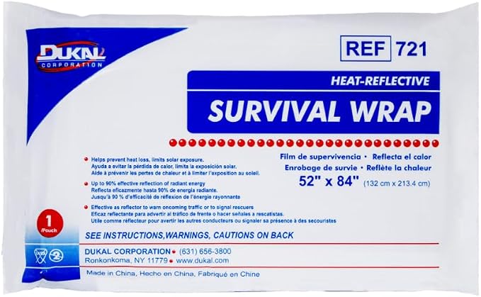 Dukal 721 Emergency Survival Blanket Mylar Wrap | Thermal Properties, by Dukal