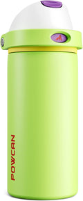 POWCAN 18 oz Insulated Water Bottle: 2-in-1 Push-Button Spout & Quick-Flip Straw by POWCAN